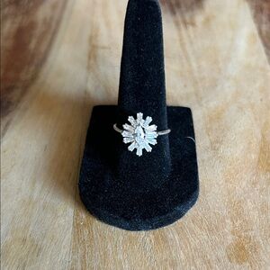 Sterling Silver-Crystal Starburst Ring